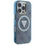 Coque Guess IML Metal Glitter 4G Circle Triangle MagSafe pour iPhone 16 Pro Max - Blue – Image 2