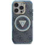 Coque Guess IML Metal Glitter 4G Circle Triangle MagSafe pour iPhone 16 Pro - Blue – Image 3