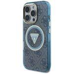 Coque Guess IML Metal Glitter 4G Circle Triangle MagSafe pour iPhone 16 Pro - Blue – Image 2