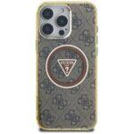 Coque Guess IML Metal Glitter 4G Circle Triangle MagSafe pour iPhone 16 Pro - Brown – Image 3