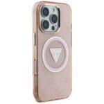 Coque Guess IML Metal Glitter 4G Circle Triangle MagSafe pour iPhone 16 Pro - Pink – Image 2
