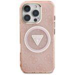 Coque Guess IML Metal Glitter 4G Circle Triangle MagSafe pour iPhone 16 Pro - Pink – Image 4