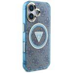 Coque Guess IML Metal Glitter 4G Circle Triangle MagSafe pour iPhone 16 - Blue – Image 2