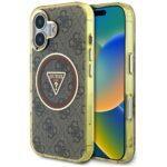 Coque Guess IML Metal Glitter 4G Circle Triangle MagSafe pour iPhone 16 - Brown