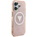 Coque Guess IML Metal Glitter 4G Circle Triangle MagSafe pour iPhone 16 - Pink – Image 2