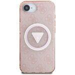 Coque Guess IML Metal Glitter 4G Circle Triangle MagSafe pour iPhone 16e - Pink – Image 3