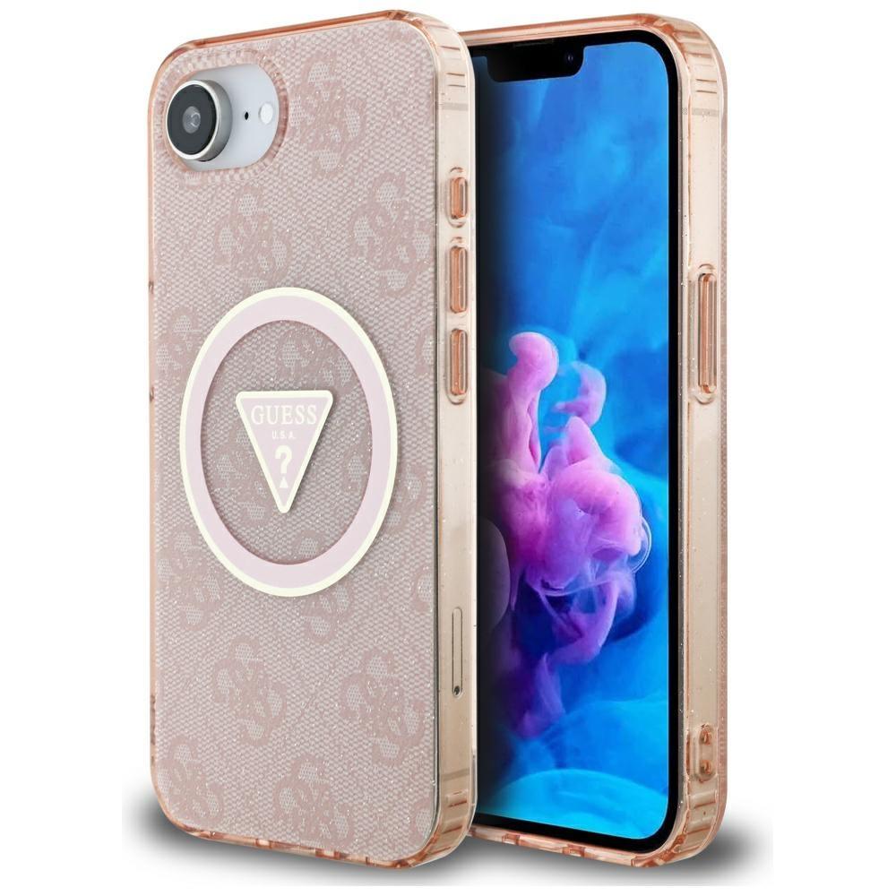 2144119 Coque Guess IML Metal Glitter 4G Circle Triangle MagSafe pour iPhone 16e - Pink – Image 1
