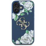Coque Guess Hardcase 4G Grained Roses Big Logo pour iPhone 16 - Blue – Image 3