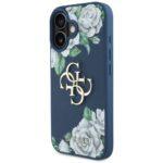 Coque Guess Hardcase 4G Grained Roses Big Logo pour iPhone 16 - Blue – Image 4
