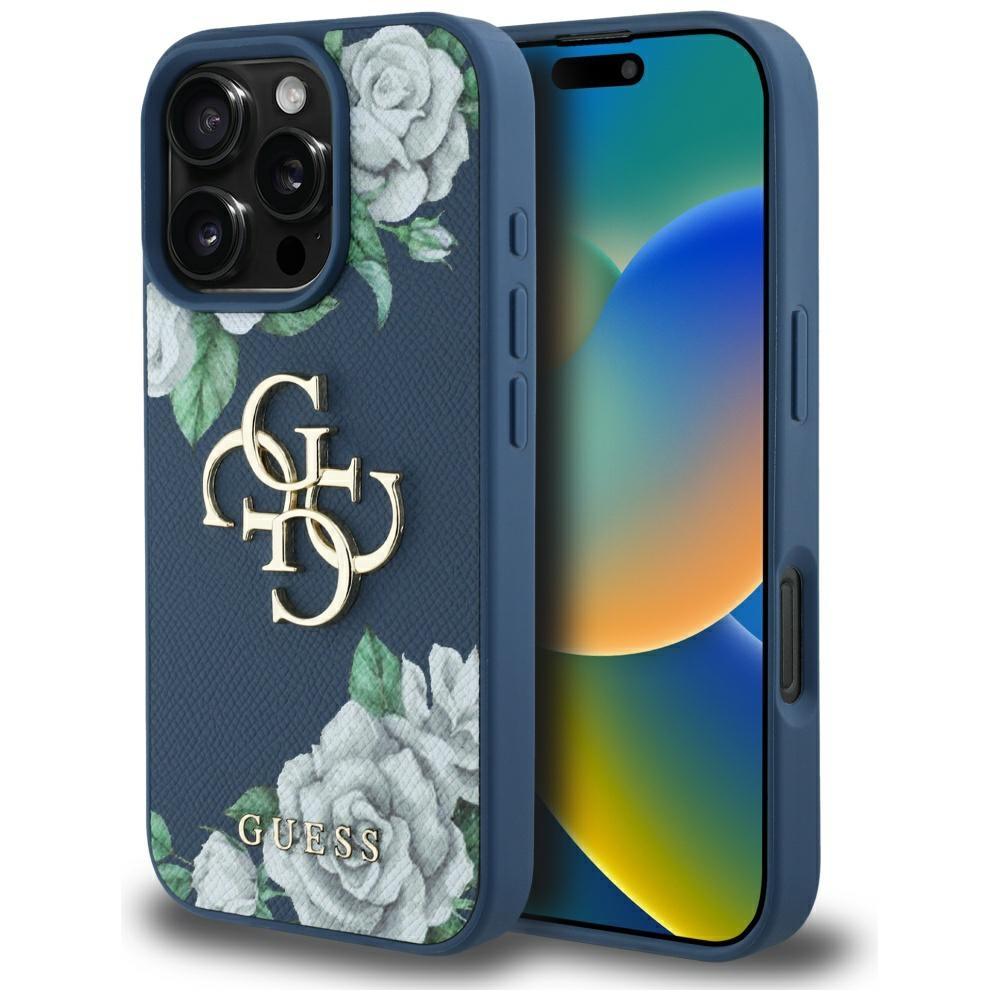 2158315 Coque Guess Hardcase 4G Grained Roses Big Logo pour iPhone 16 Pro Max - Blue – Image 1