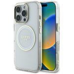 Coque Guess IML Metal Colored Circle MagSafe pour iPhone 16 Pro - White