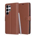 Étui portefeuille Techsuit Leather Folio pour Samsung Galaxy S25 Ultra - Brown