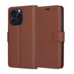 Étui portefeuille Techsuit Leather Folio pour iPhone 15 Pro - Brown