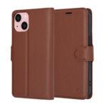 Étui portefeuille Techsuit Leather Folio pour iPhone 15 - Brown