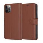 Étui portefeuille Techsuit Leather Folio pour iPhone 12 Pro - Brown
