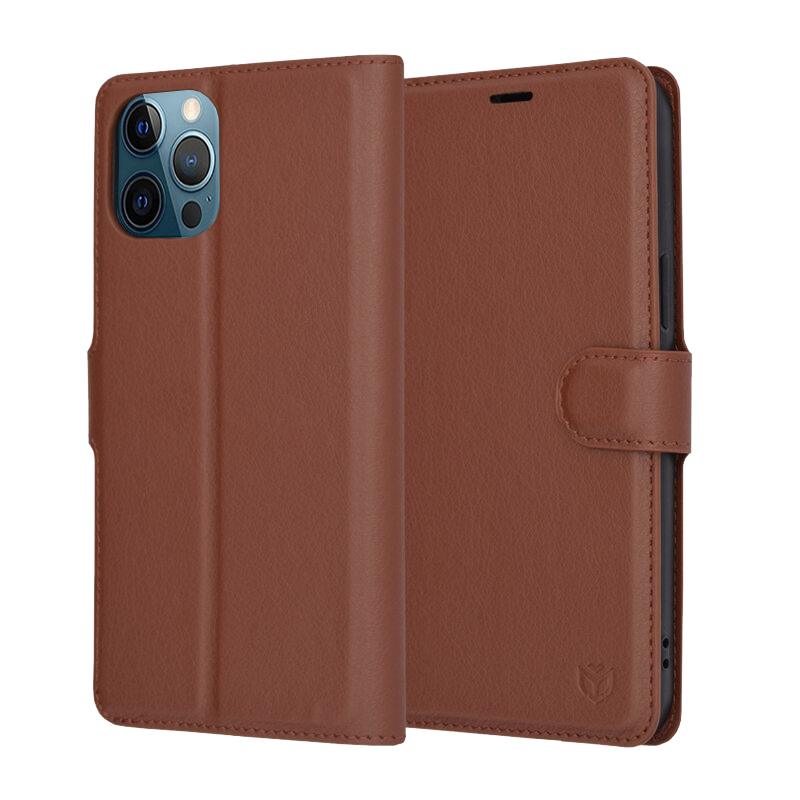 2226247 Étui portefeuille Techsuit Leather Folio pour iPhone 12 Pro Max - Brown – Image 1