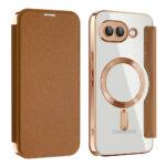 Étui portefeuille Techsuit SmartMag Book Case pour Google Pixel 9a - Brown – Image 2