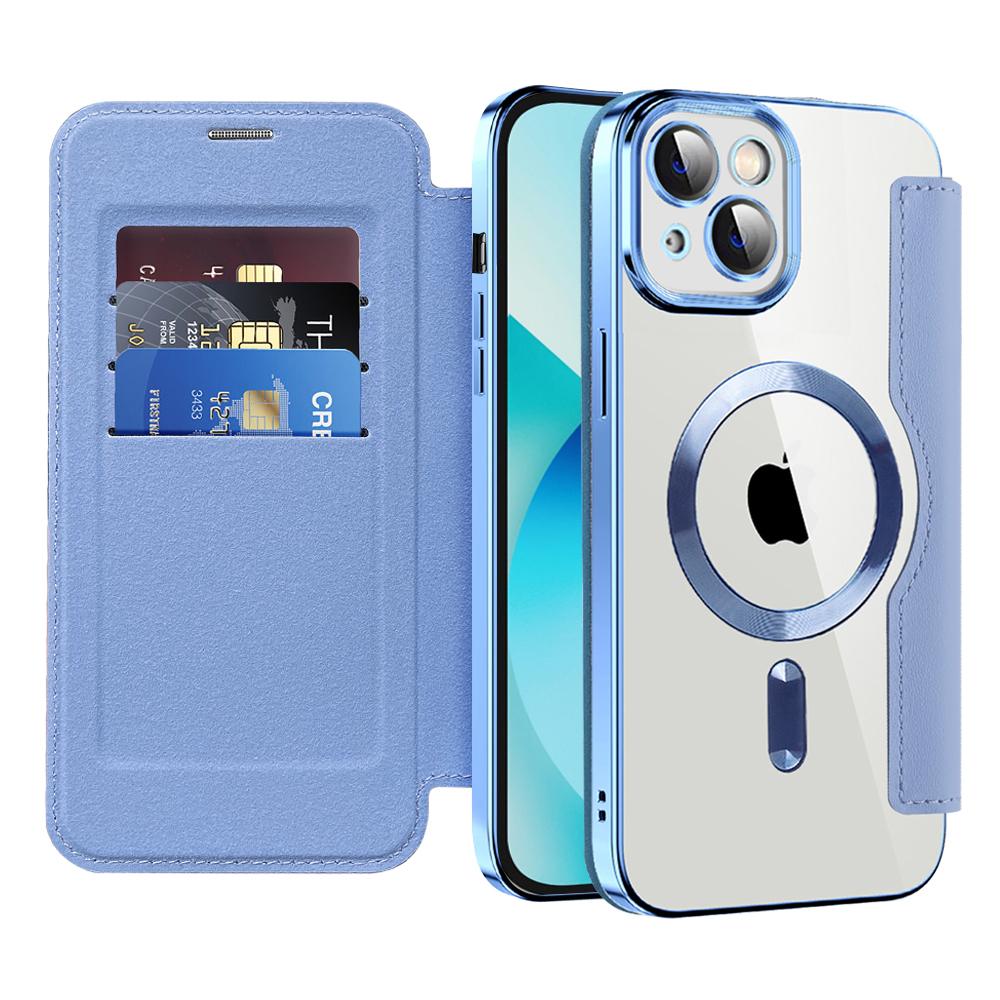 2314687 Étui portefeuille Techsuit SmartMag Book Case pour iPhone 13 - Light Blue – Image 1