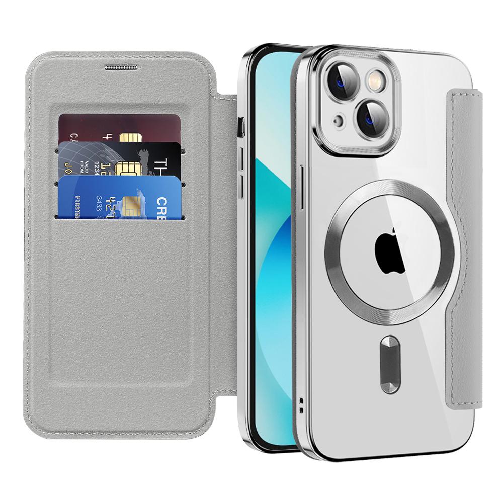 2314717 Étui portefeuille Techsuit SmartMag Book Case pour iPhone 13 - Gray – Image 1