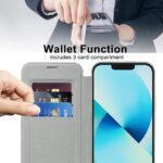 Étui portefeuille Techsuit SmartMag Book Case pour iPhone 13 - Gray – Image 5