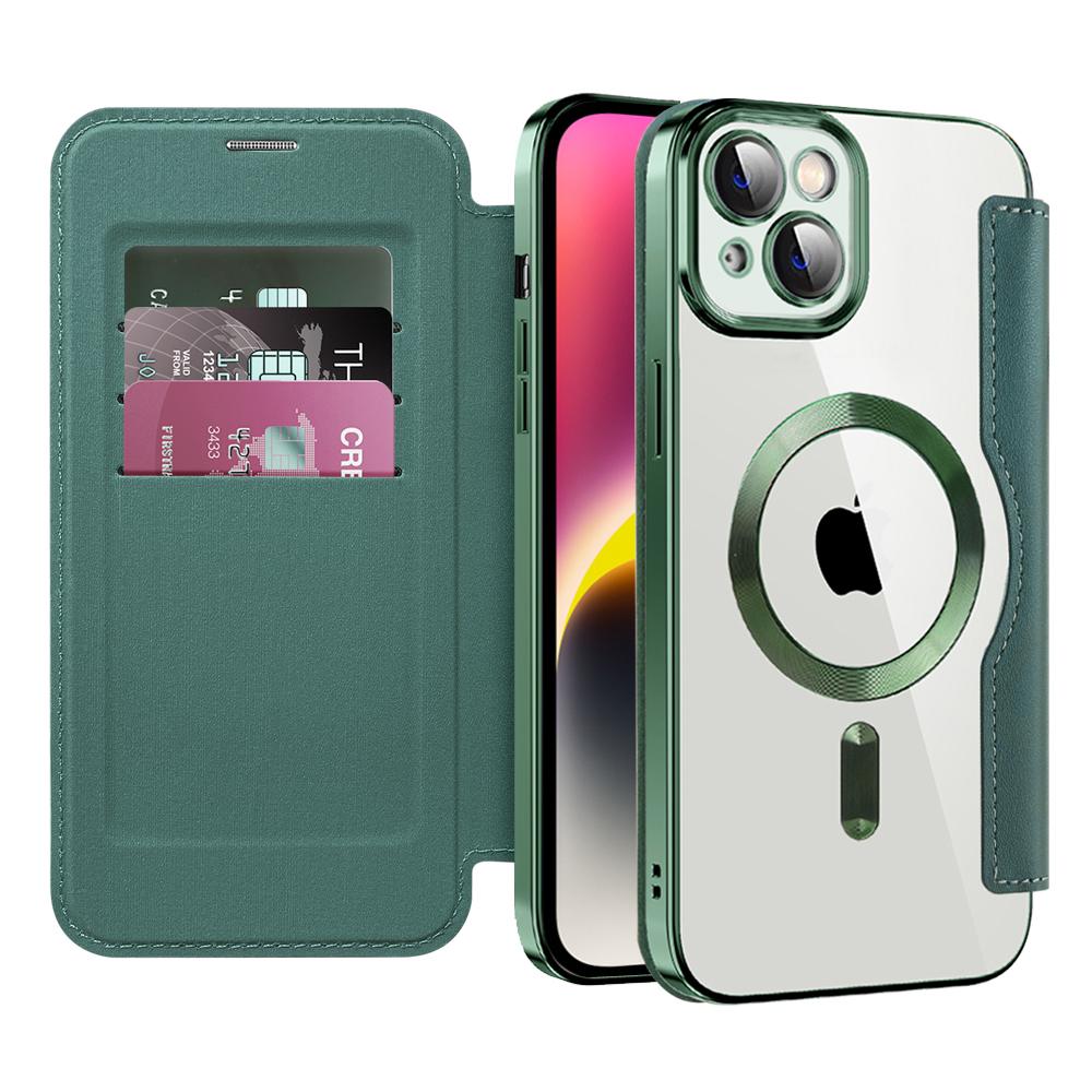 2315995 Étui portefeuille Techsuit SmartMag Book Case pour iPhone 14 Plus - Green – Image 1