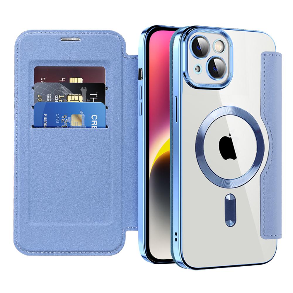 2316109 Étui portefeuille Techsuit SmartMag Book Case pour iPhone 14 Plus - Light Blue – Image 1