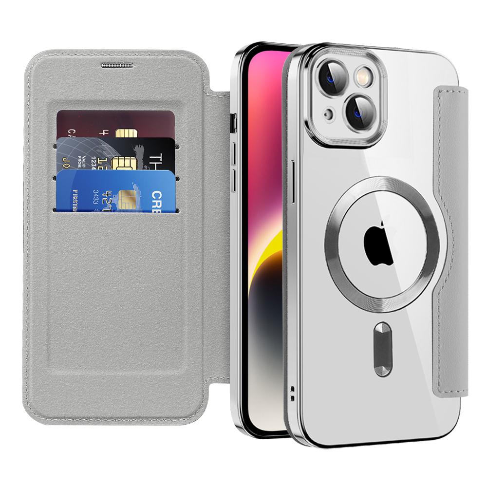 2316139 Étui portefeuille Techsuit SmartMag Book Case pour iPhone 14 Plus - Gray – Image 1