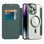 Étui portefeuille Techsuit SmartMag Book Case pour iPhone 14 Pro Max - Green