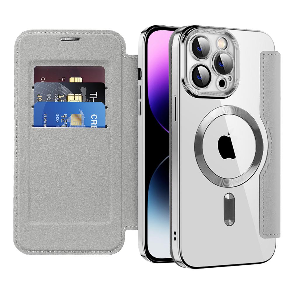 2316469 Étui portefeuille Techsuit SmartMag Book Case pour iPhone 14 Pro Max - Gray – Image 1