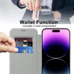 Étui portefeuille Techsuit SmartMag Book Case pour iPhone 14 Pro Max - Gray – Image 5