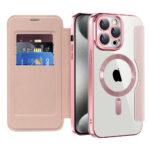 Étui portefeuille Techsuit SmartMag Book Case pour iPhone 15 Pro - Pink