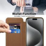 Étui portefeuille Techsuit SmartMag Book Case pour iPhone 15 Pro - Brown – Image 5