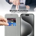 Étui portefeuille Techsuit SmartMag Book Case pour iPhone 15 Pro - Gray – Image 5
