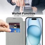 Étui portefeuille Techsuit SmartMag Book Case pour iPhone 15 - Gray – Image 5