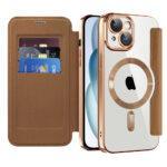 Étui portefeuille Techsuit SmartMag Book Case pour iPhone 15 Plus - Brown