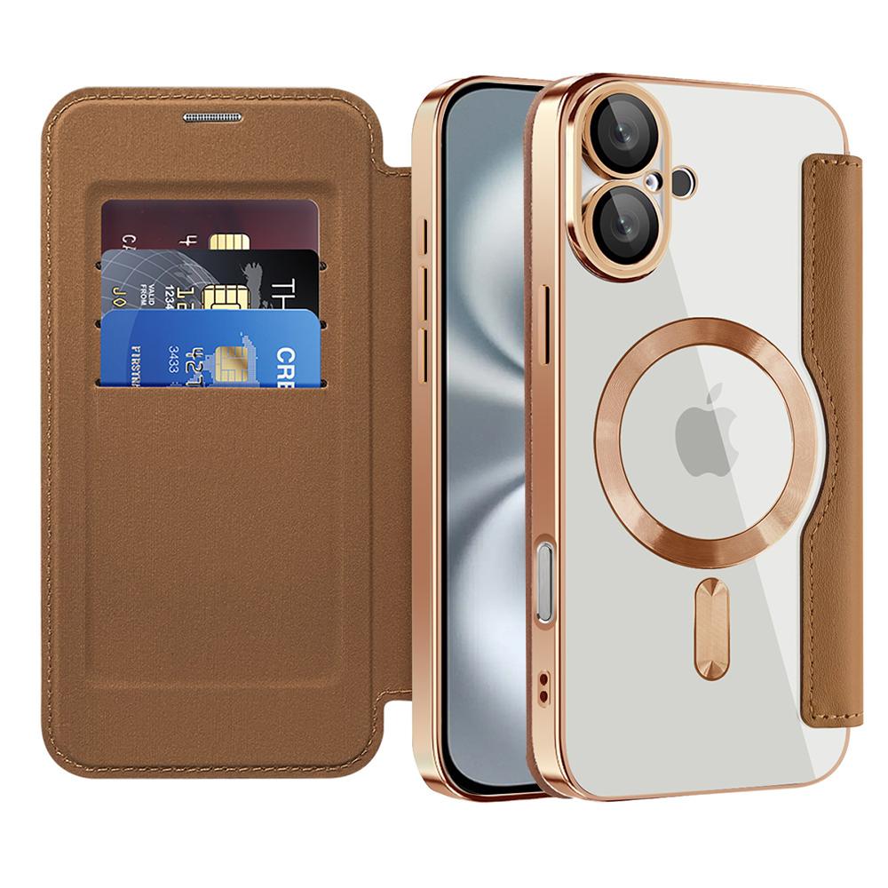 2318503 Étui portefeuille Techsuit SmartMag Book Case pour iPhone 16 - Brown – Image 1