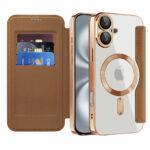 Étui portefeuille Techsuit SmartMag Book Case pour iPhone 16 Plus - Brown