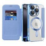 Étui portefeuille Techsuit SmartMag Book Case pour iPhone 16 Pro Max - Light Blue