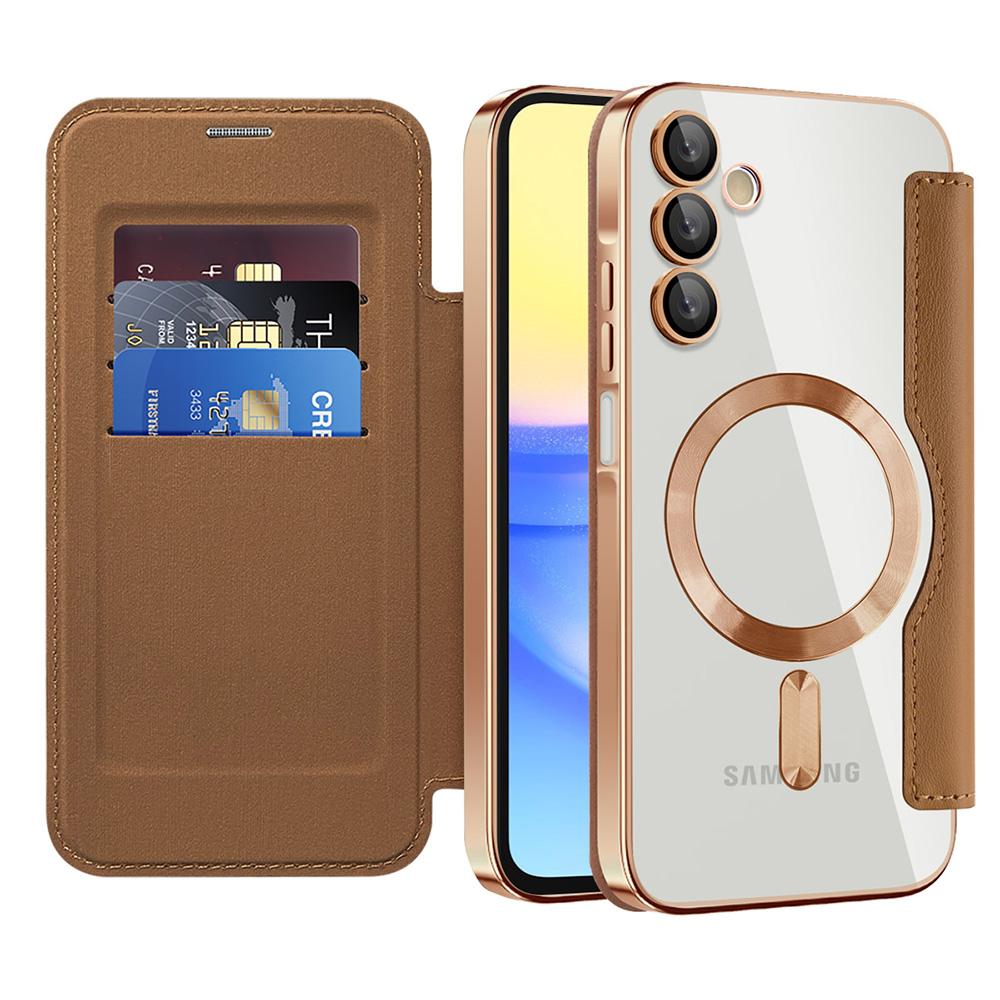 2321593 Étui portefeuille Techsuit SmartMag Book Case pour Samsung Galaxy A15 4G / A15 5G - Brown – Image 1