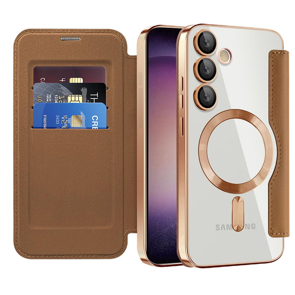 2324197 Étui portefeuille Techsuit SmartMag Book Case pour Samsung Galaxy S23 Plus - Brown – Image 1