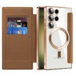 Étui portefeuille Techsuit SmartMag Book Case pour Samsung Galaxy S23 Ultra - Brown