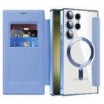 Étui portefeuille Techsuit SmartMag Book Case pour Samsung Galaxy S23 Ultra - Light Blue