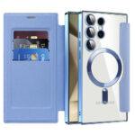 Étui portefeuille Techsuit SmartMag Book Case pour Samsung Galaxy S24 Ultra - Light Blue