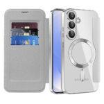 Étui portefeuille Techsuit SmartMag Book Case pour Samsung Galaxy S25 - Gray