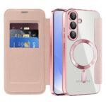 Étui portefeuille Techsuit SmartMag Book Case pour Samsung Galaxy S25 Plus - Pink