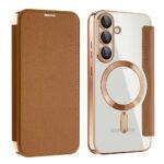 Étui portefeuille Techsuit SmartMag Book Case pour Samsung Galaxy S25 Plus - Brown – Image 2