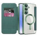 Étui portefeuille Techsuit SmartMag Book Case pour Samsung Galaxy S25 Plus - Green