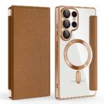 Étui portefeuille Techsuit SmartMag Book Case pour Samsung Galaxy S25 Ultra - Brown – Image 2