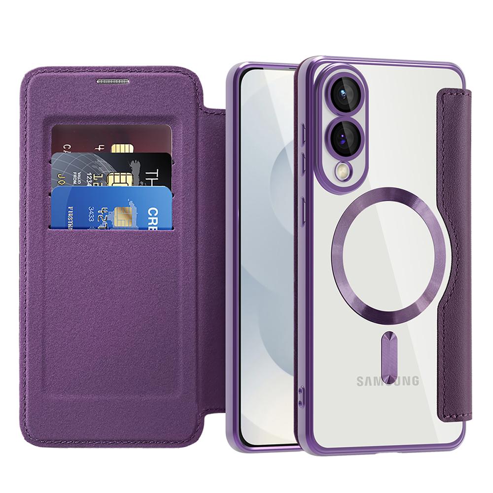2327113 Étui portefeuille Techsuit SmartMag Book Case pour Samsung Galaxy S25 Edge - Purple – Image 1