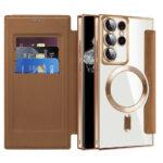 Étui portefeuille Techsuit SmartMag Book Case pour Samsung Galaxy S22 Ultra - Brown